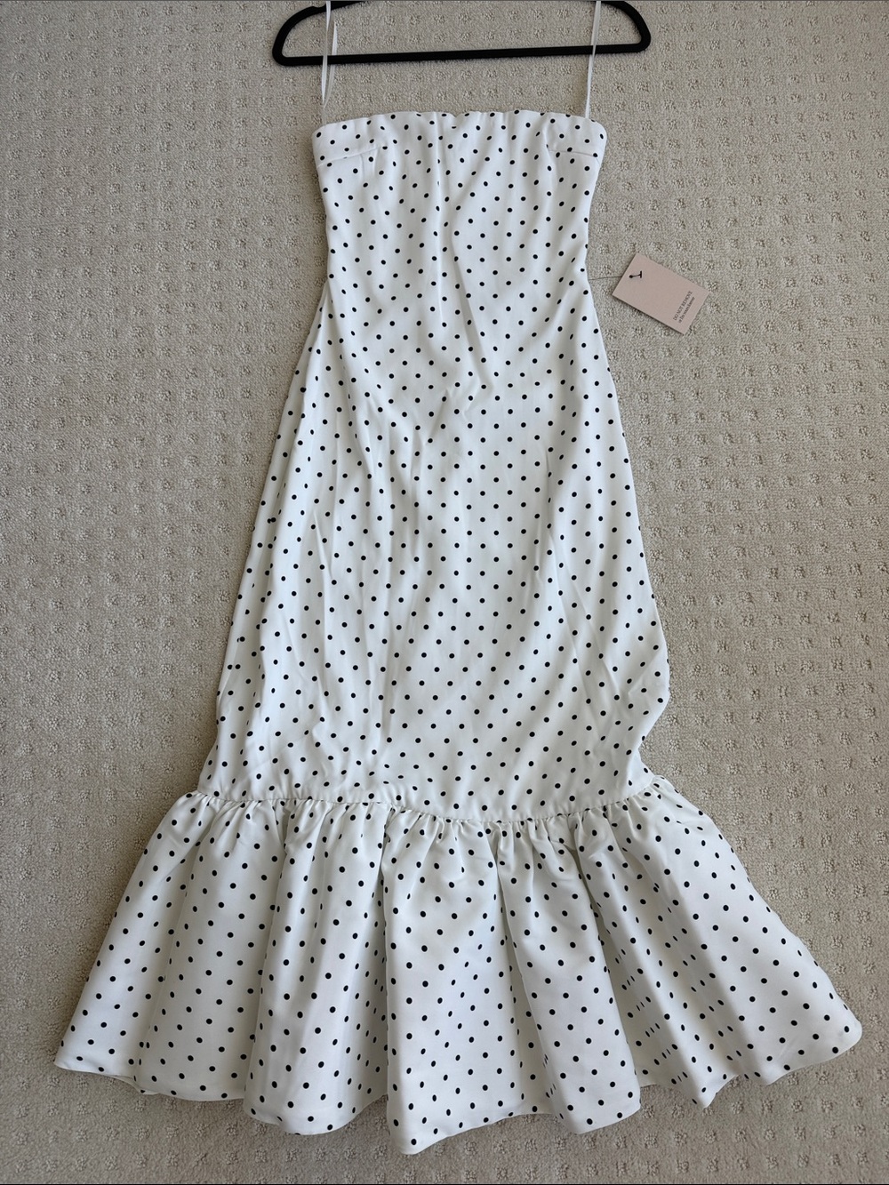NWT Odd Muse White Polka Dot Strapless Peplum Dress